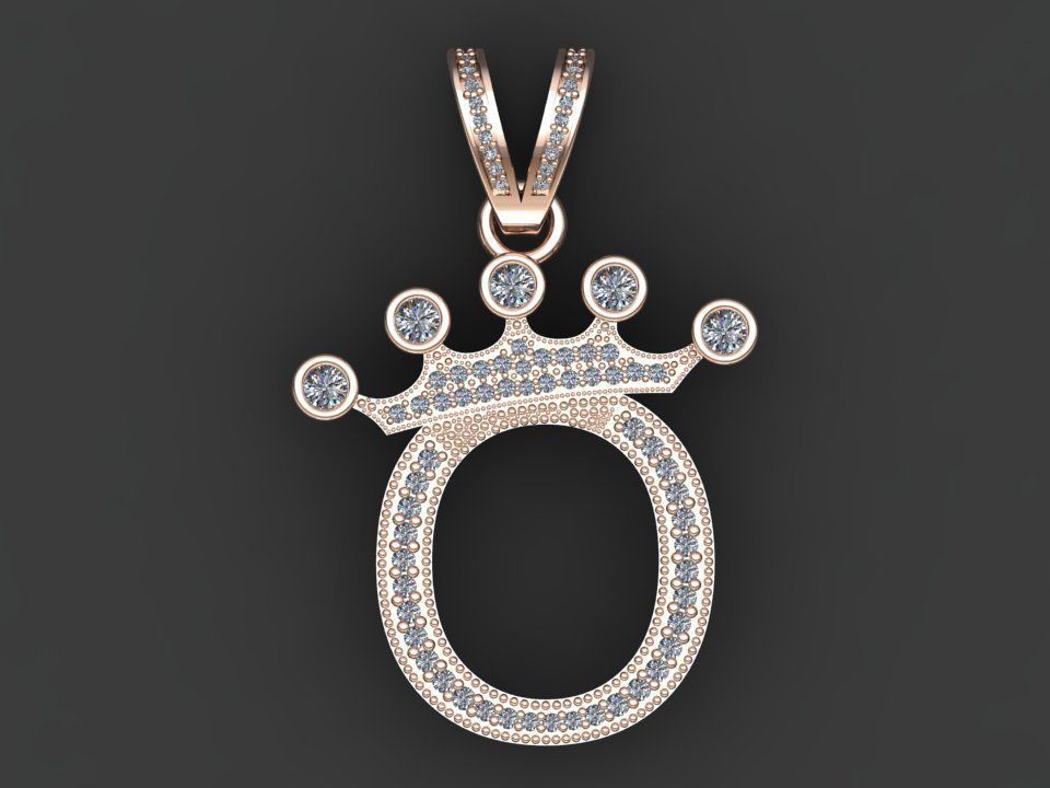 O letter pendant 3D print model_17