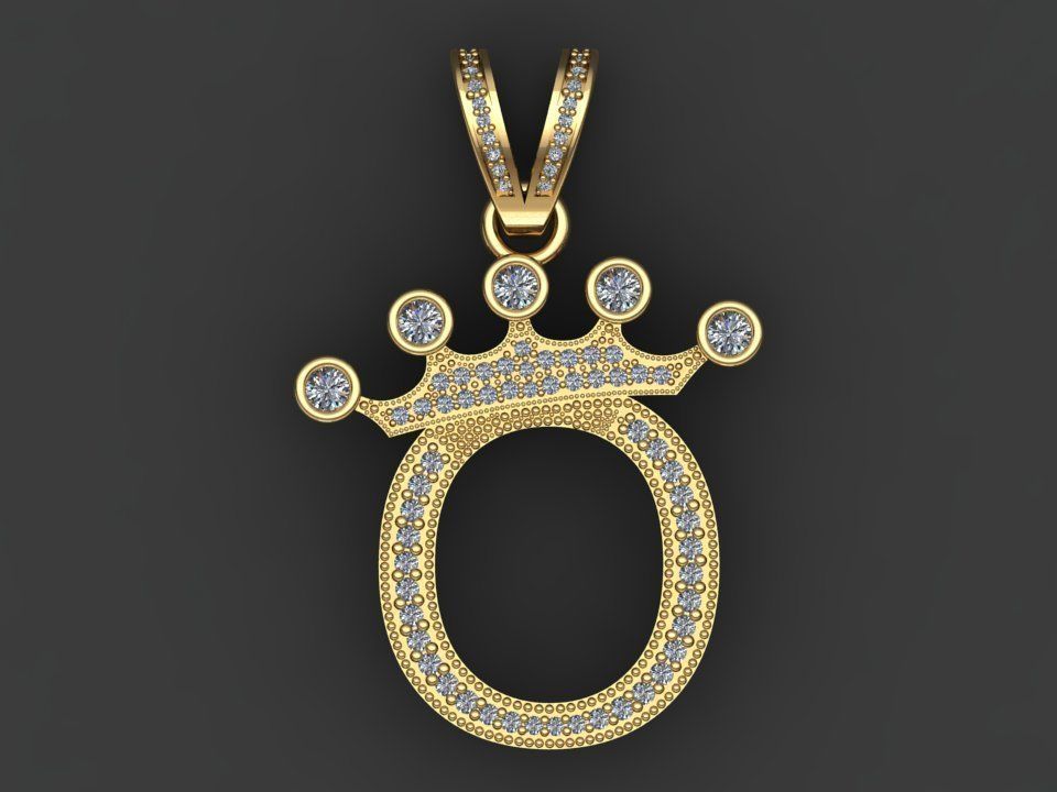 O letter pendant 3D print model_15