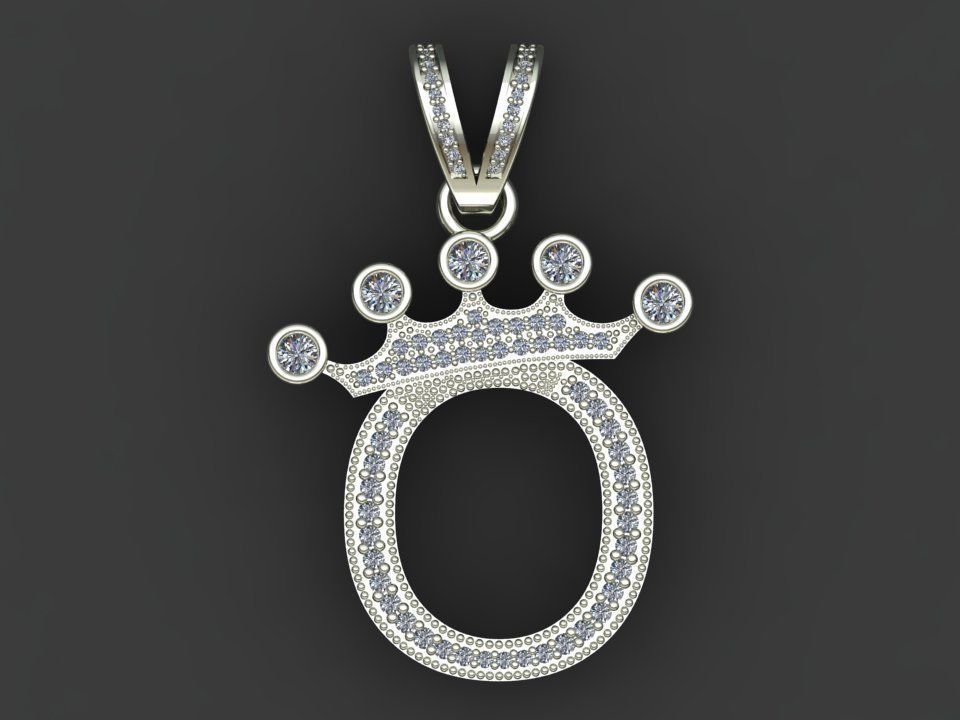 O letter pendant 3D print model_16