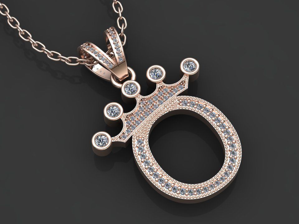 O letter pendant 3D print model_3