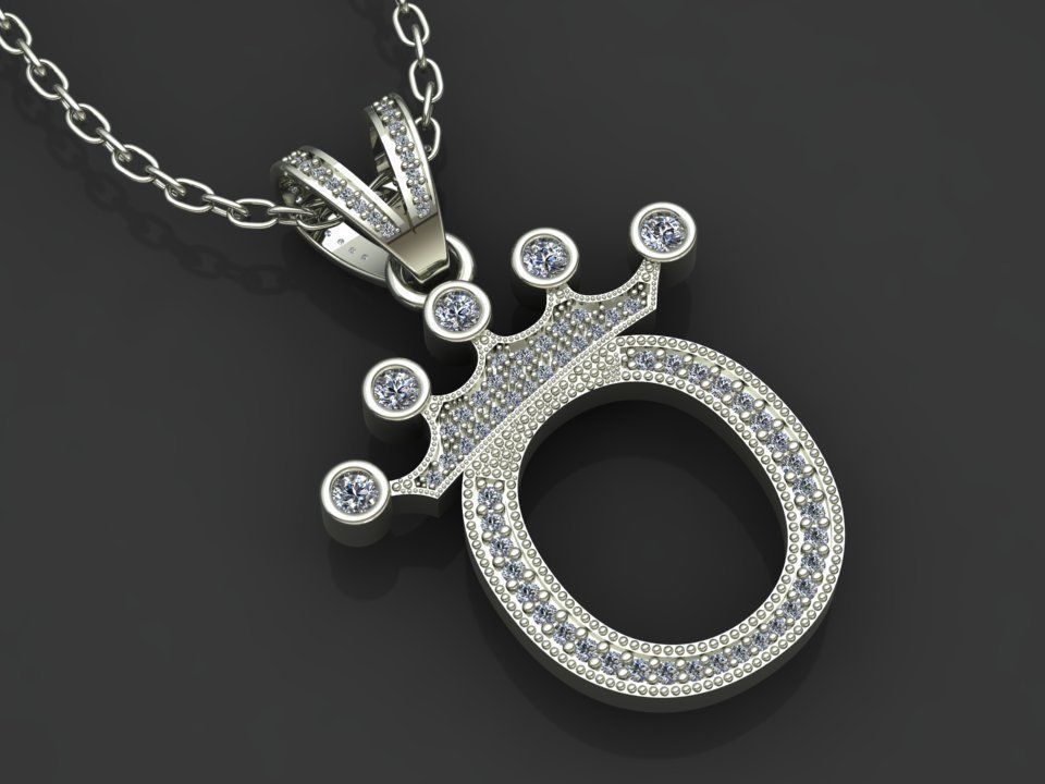 O letter pendant 3D print model_2