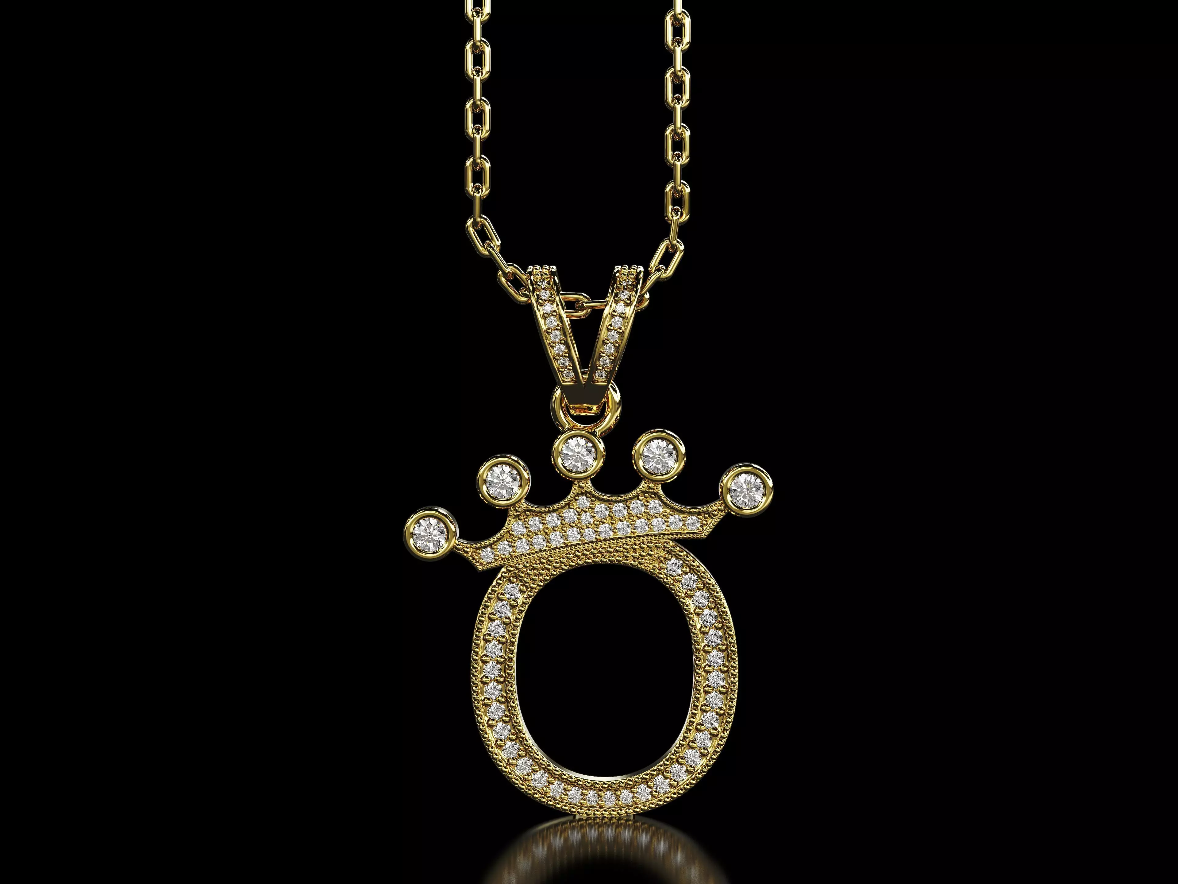 O letter pendant 3D print model_0