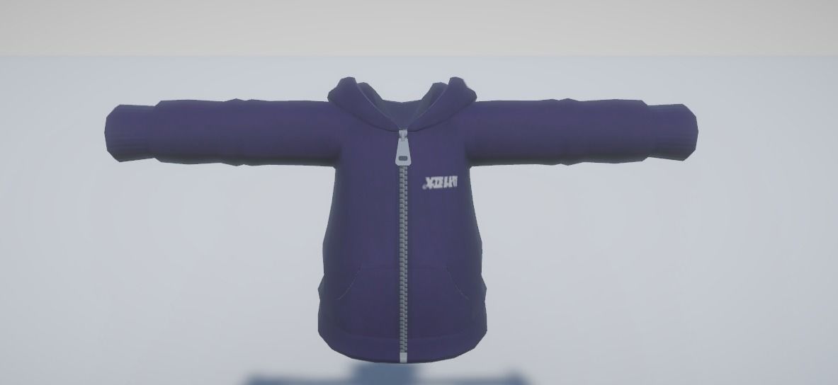 Blue Hoddie Low-poly 3D model_1