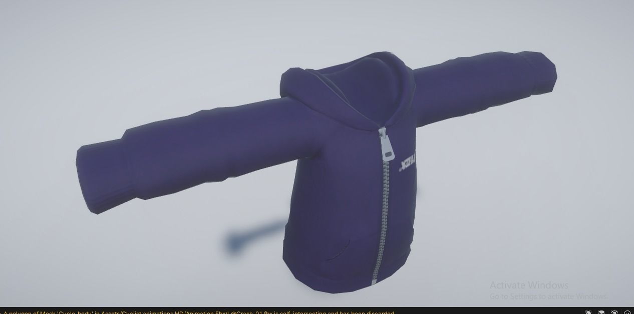 Blue Hoddie Low-poly 3D model_4