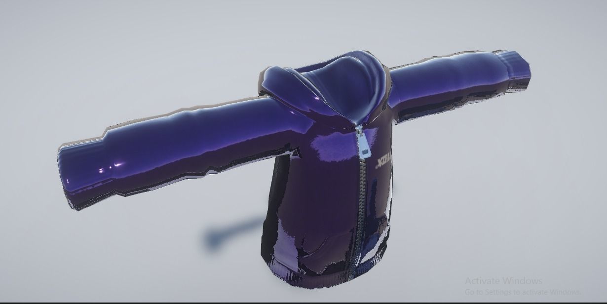 Blue Hoddie Low-poly 3D model_7