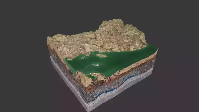 mountain structure Low-poly 3D model