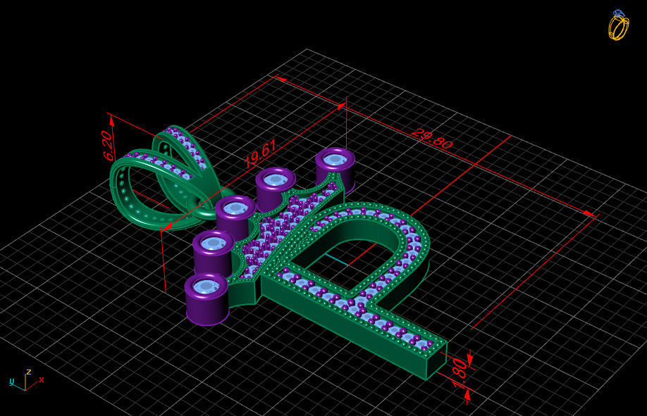 P letter pendant 3D print model_4