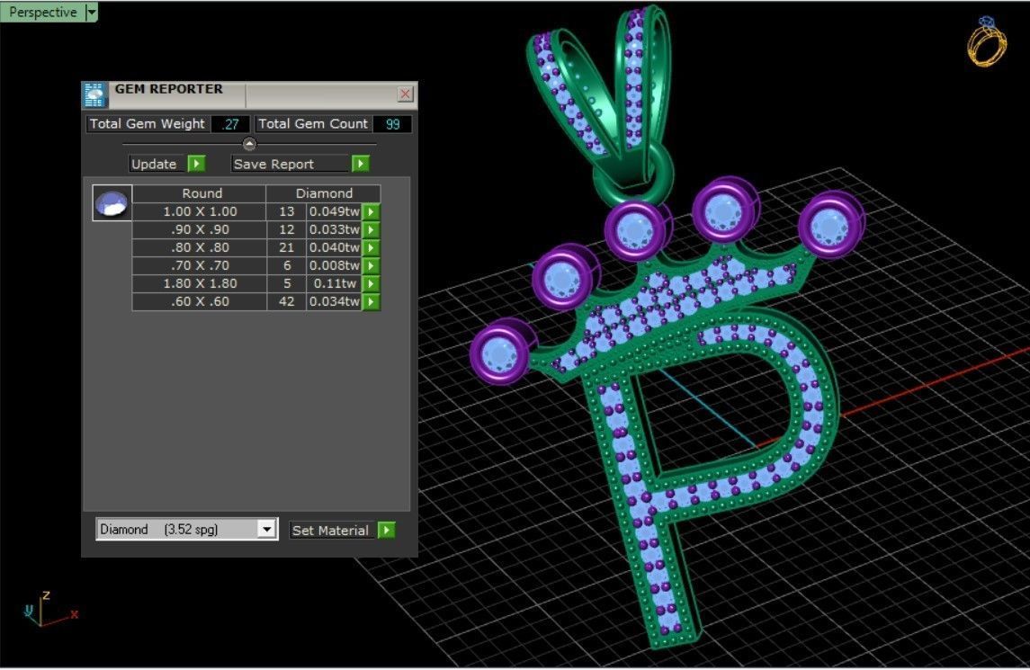 P letter pendant 3D print model_5