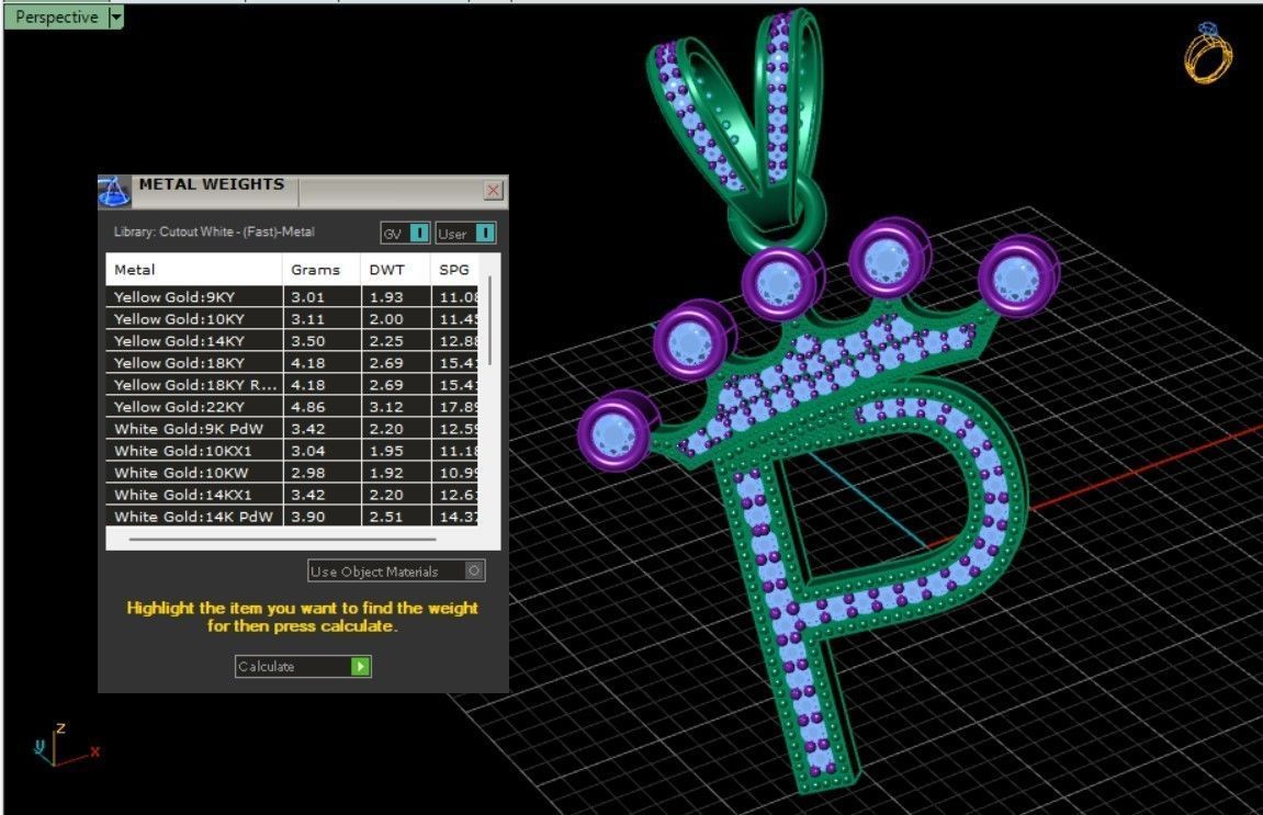 P letter pendant 3D print model_6