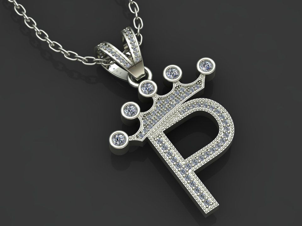 P letter pendant 3D print model_2