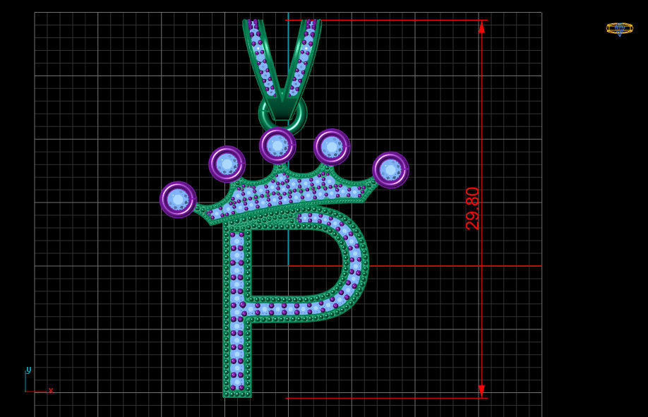 P letter pendant 3D print model_18