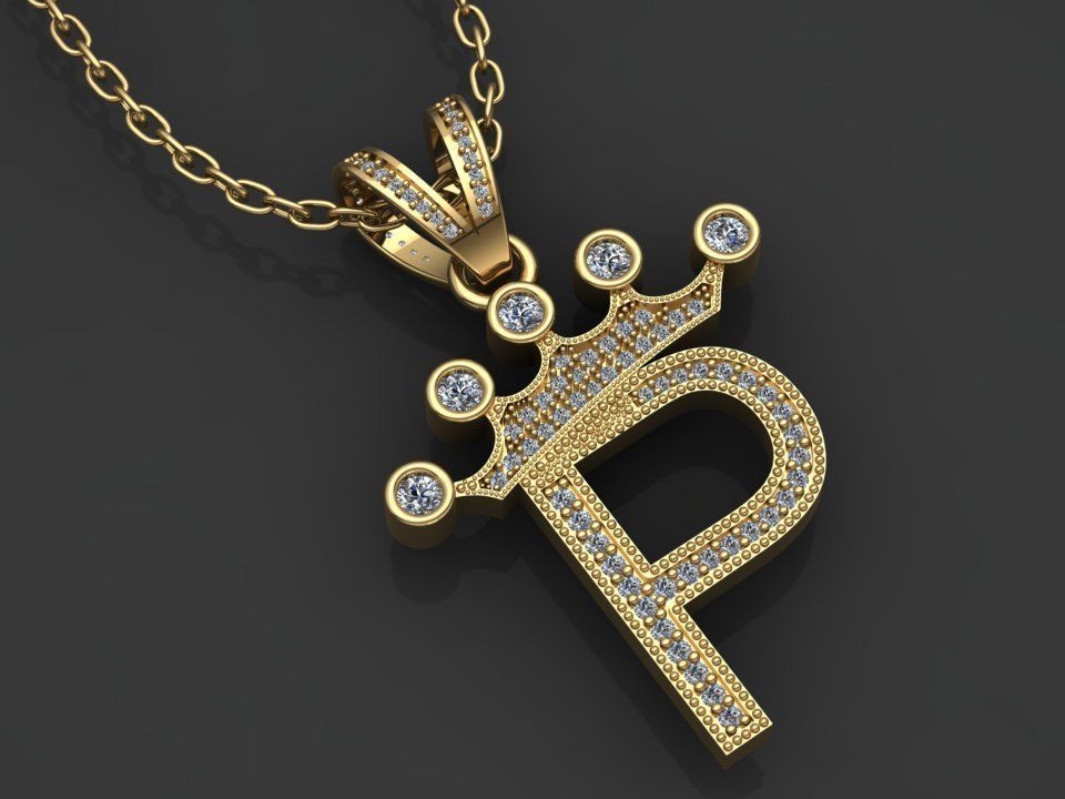 P letter pendant 3D print model_1