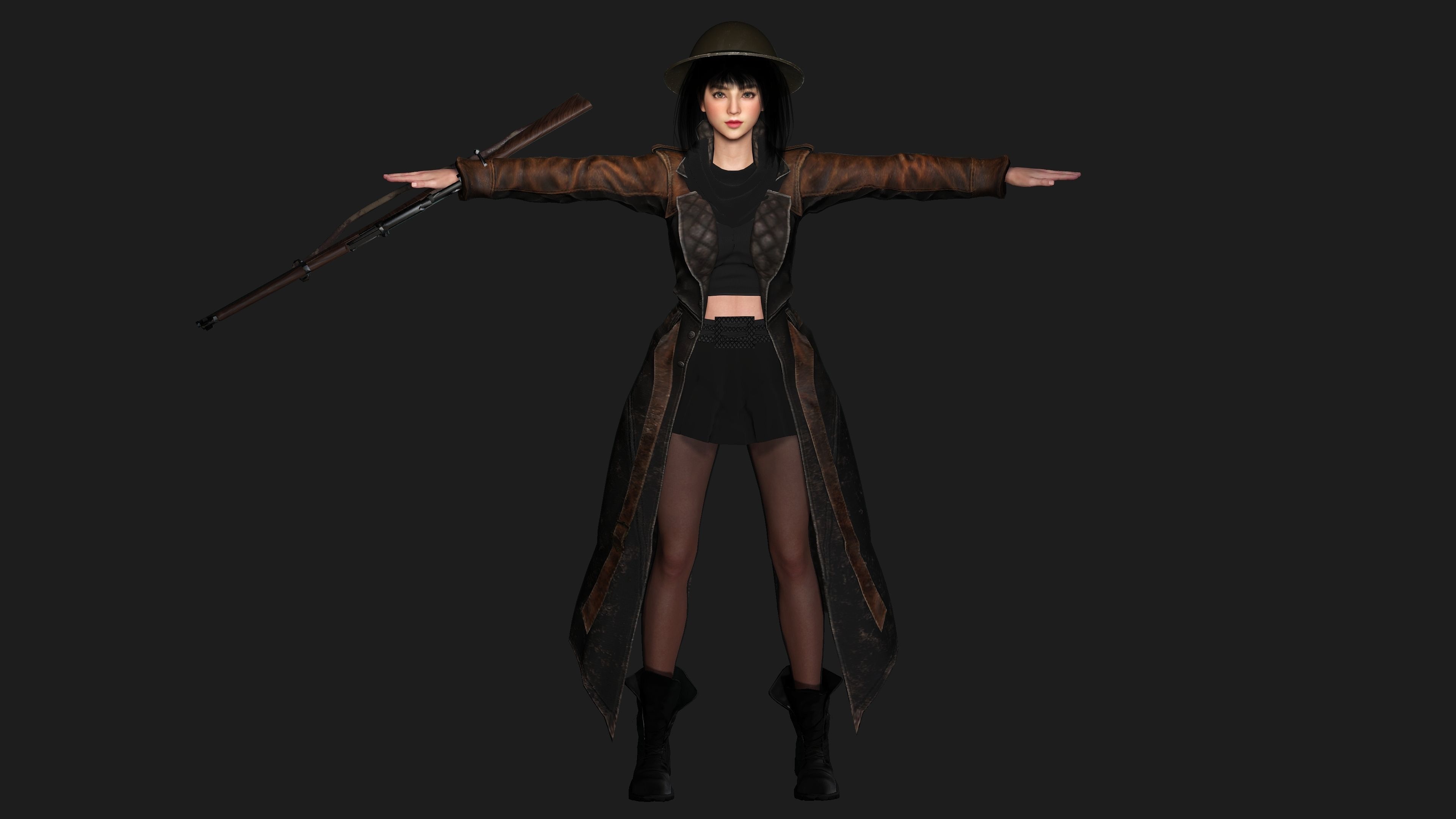 AAA 3D REALISTIC JAPANESE GIRL CHARACTER - MIZUKI THE ADVENTURER Low-poly 3D model_19