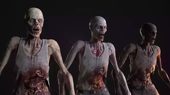 Classic Zombie man  Low-poly 3D model