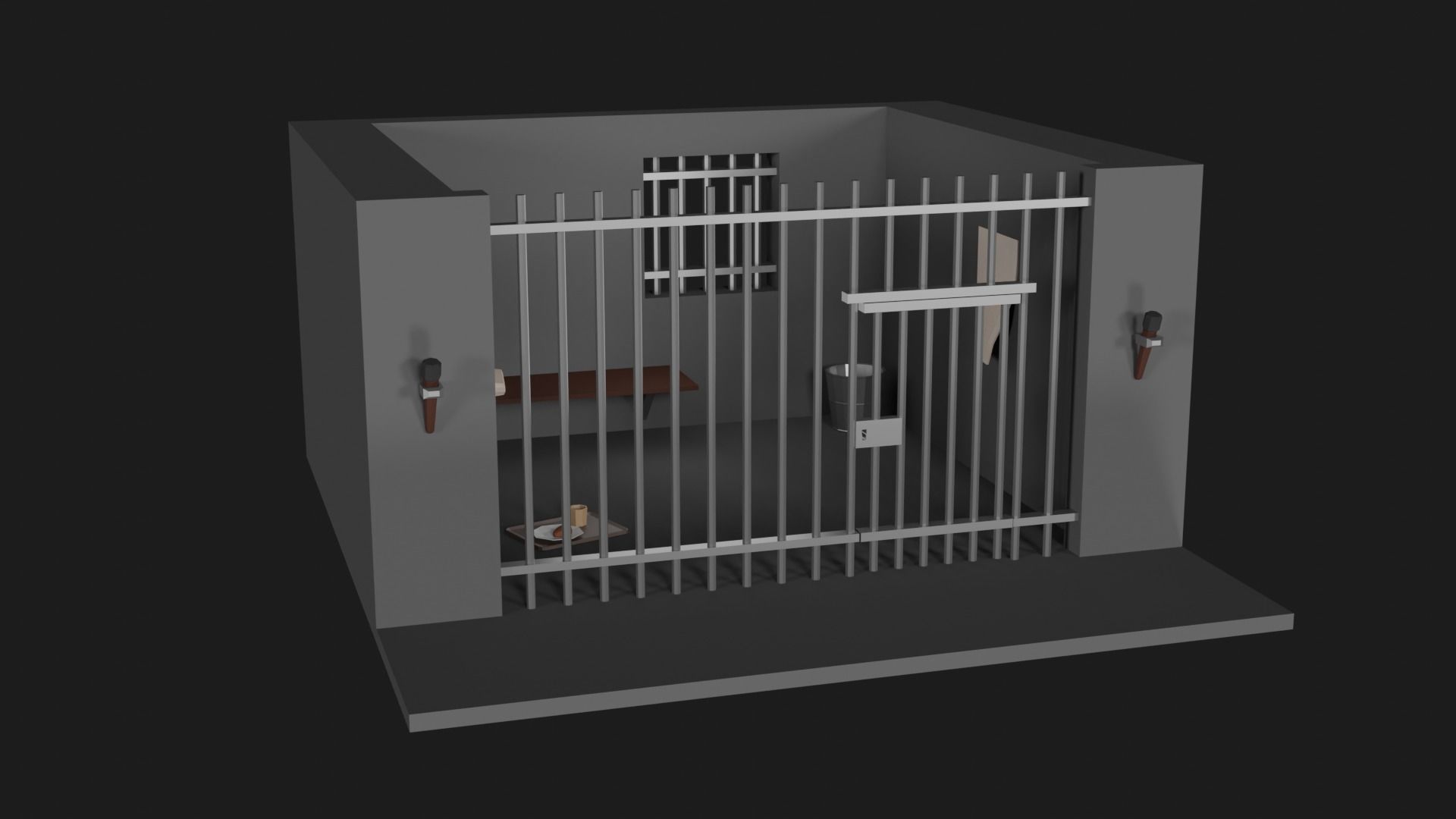 Lowpoly Prison Low-poly 3D model_4