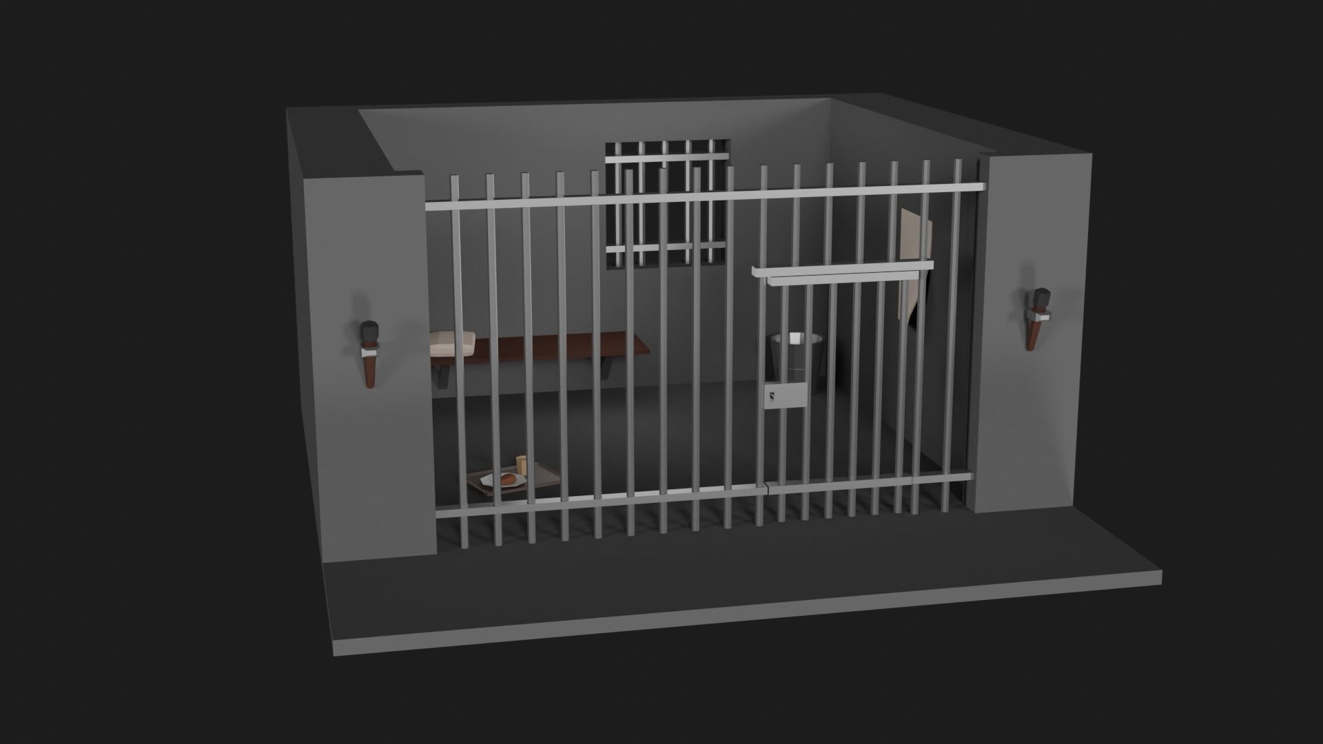 Lowpoly Prison Low-poly 3D model_10
