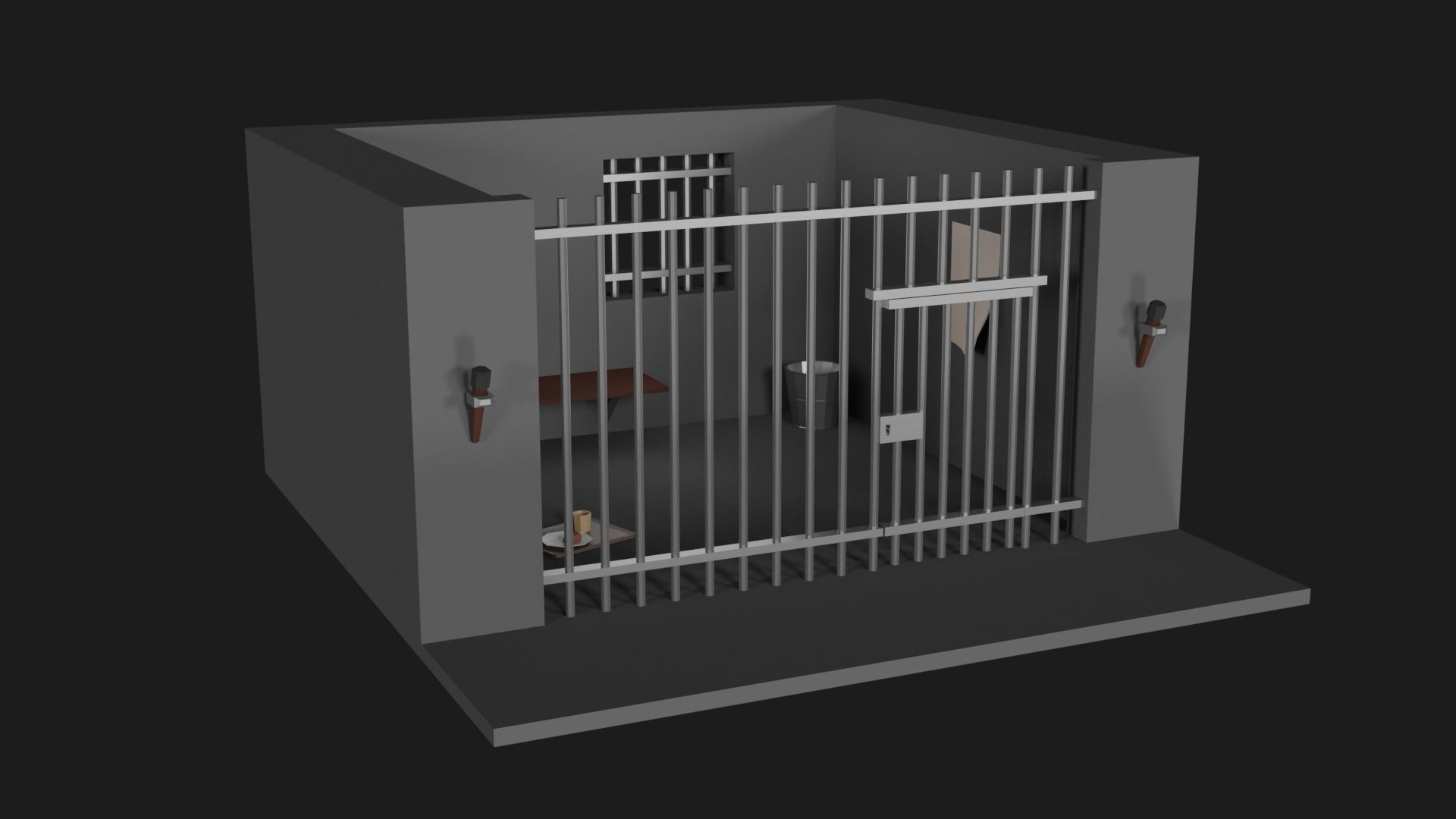 Lowpoly Prison Low-poly 3D model_5