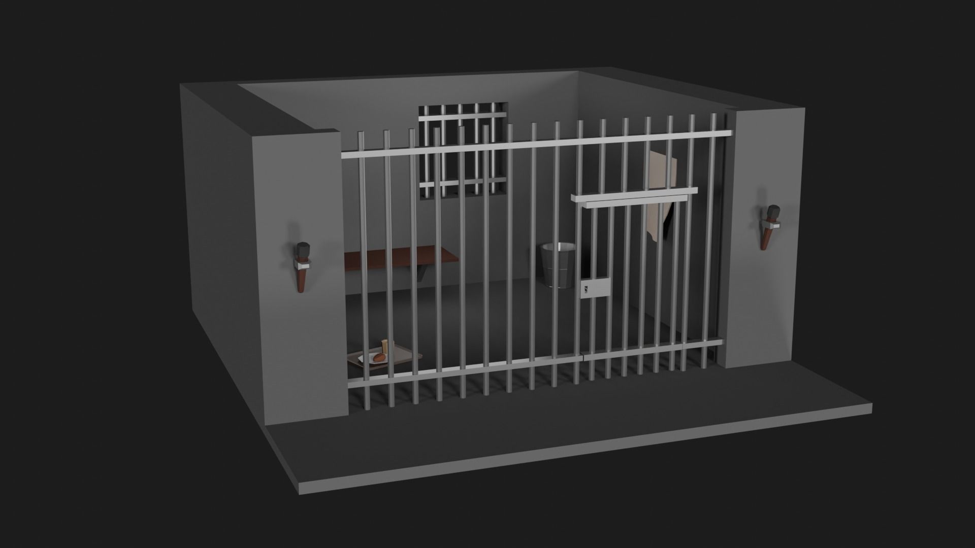 Lowpoly Prison Low-poly 3D model_9