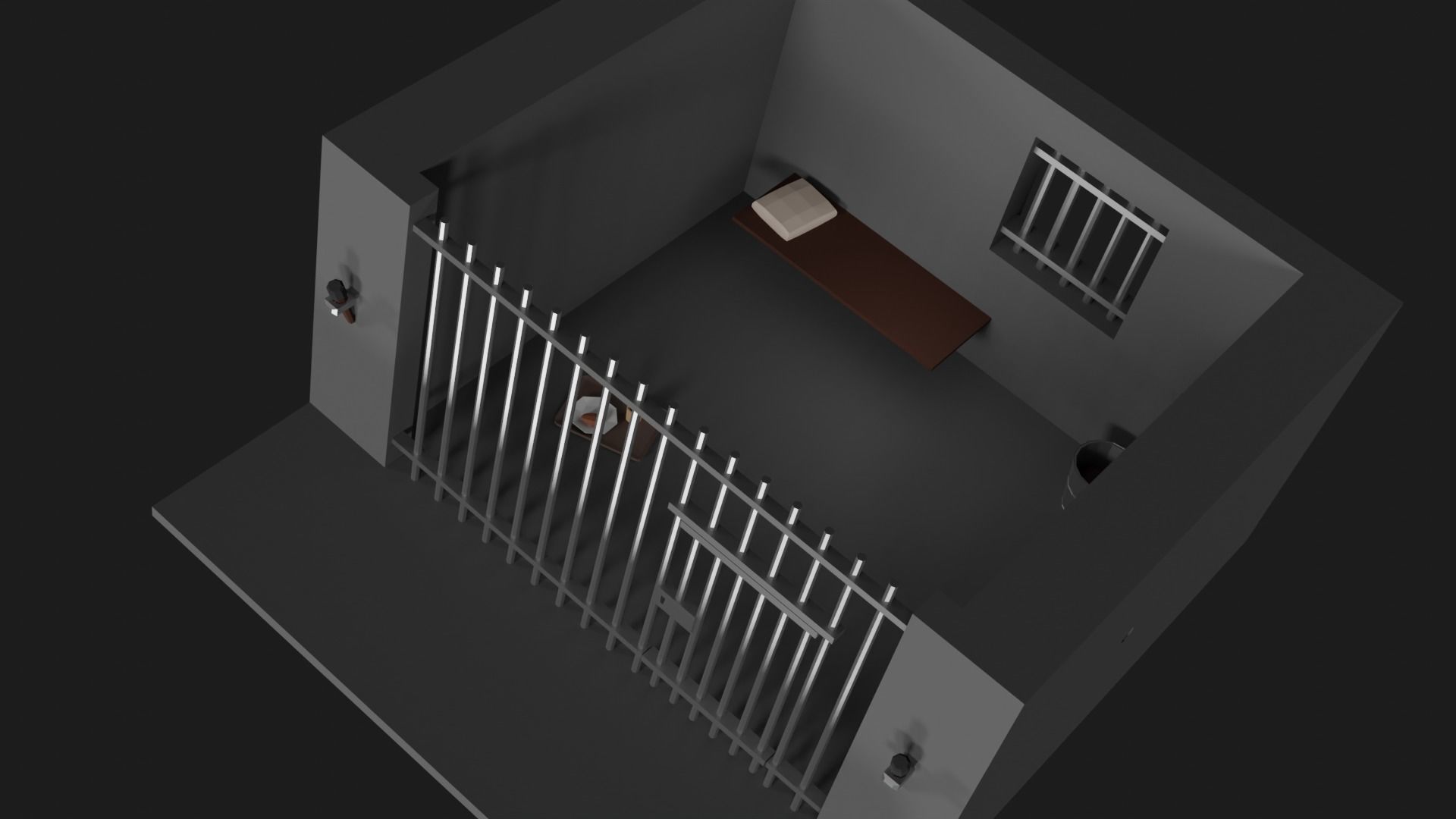 Lowpoly Prison Low-poly 3D model_21