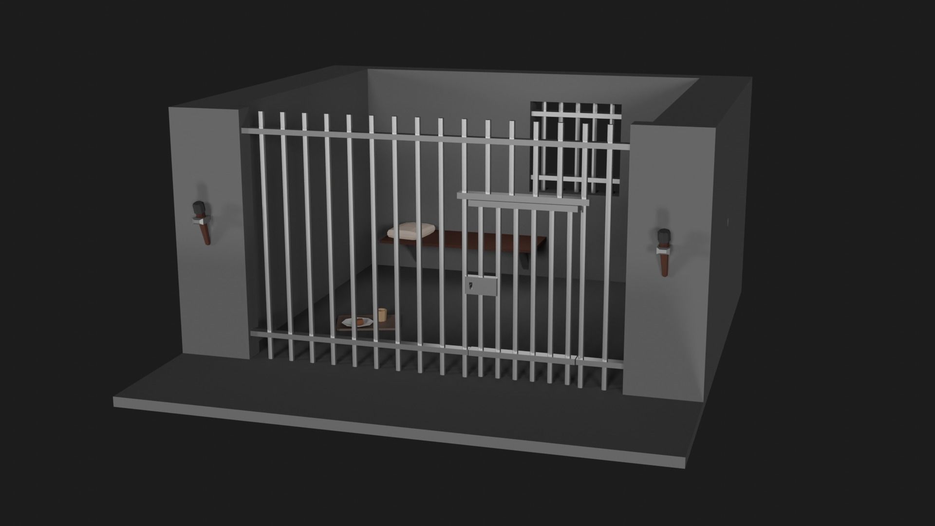 Lowpoly Prison Low-poly 3D model_13