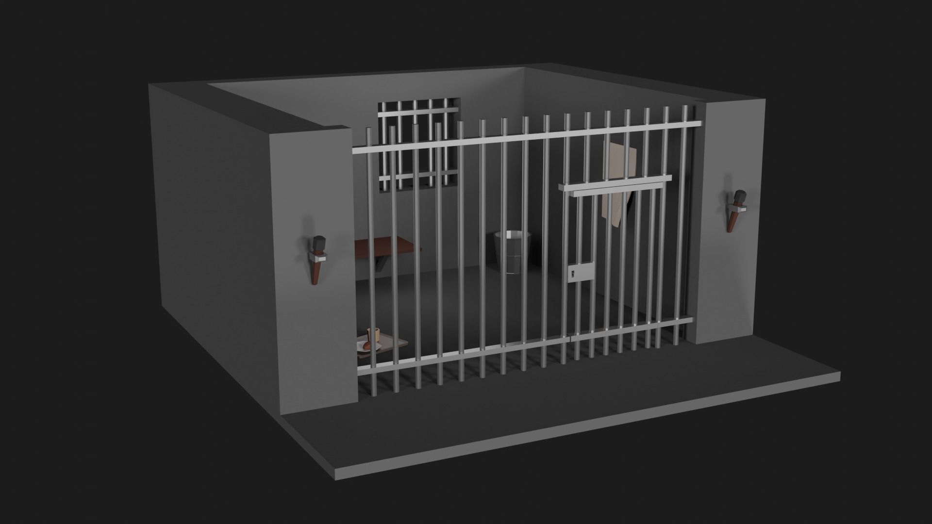 Lowpoly Prison Low-poly 3D model_8