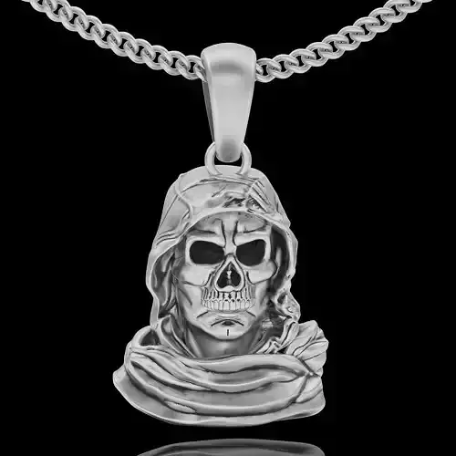 Man with skull mask pendant  gold  printable jewelry 3D model