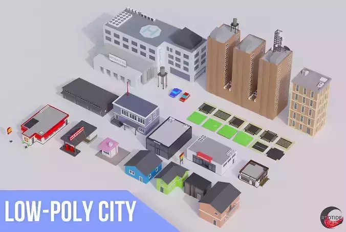 City Low-poly pack Low-poly 3D model