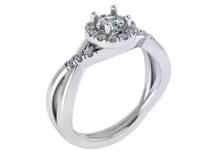 Round Halo Twisted Ring 1527
