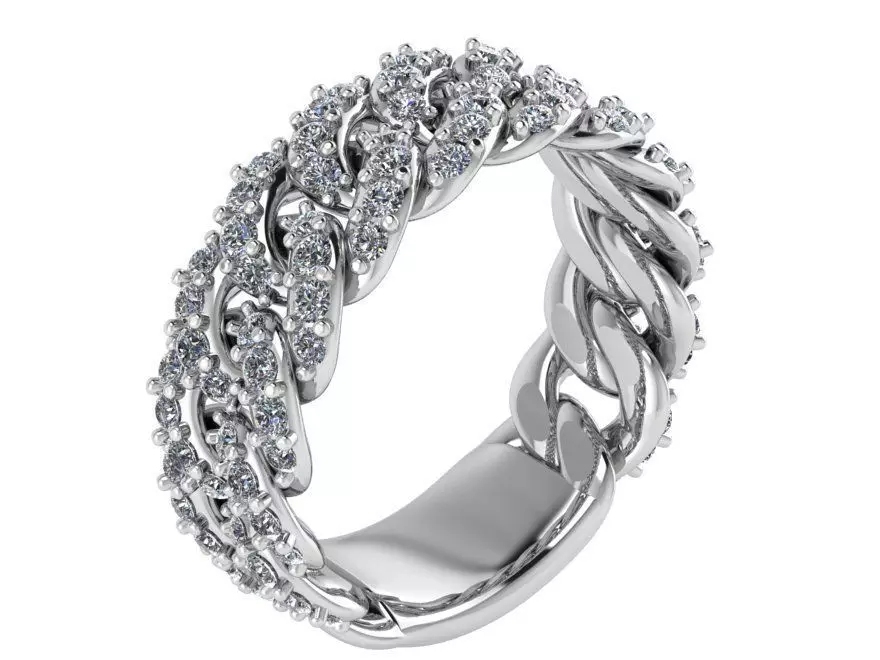 Cumin Chain Diamond Ring 1528 3D print model_0