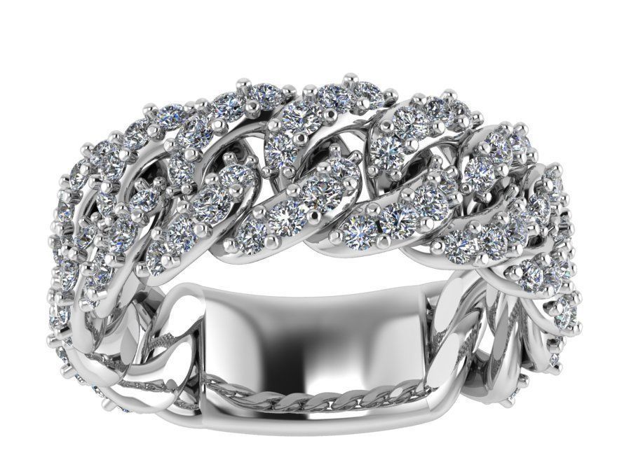 Cumin Chain Diamond Ring 1528 3D print model_2
