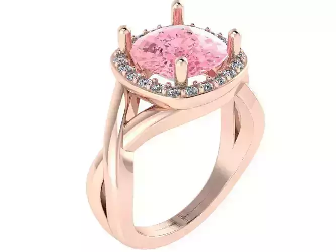 Cushion Halo Twisted Ring 1529