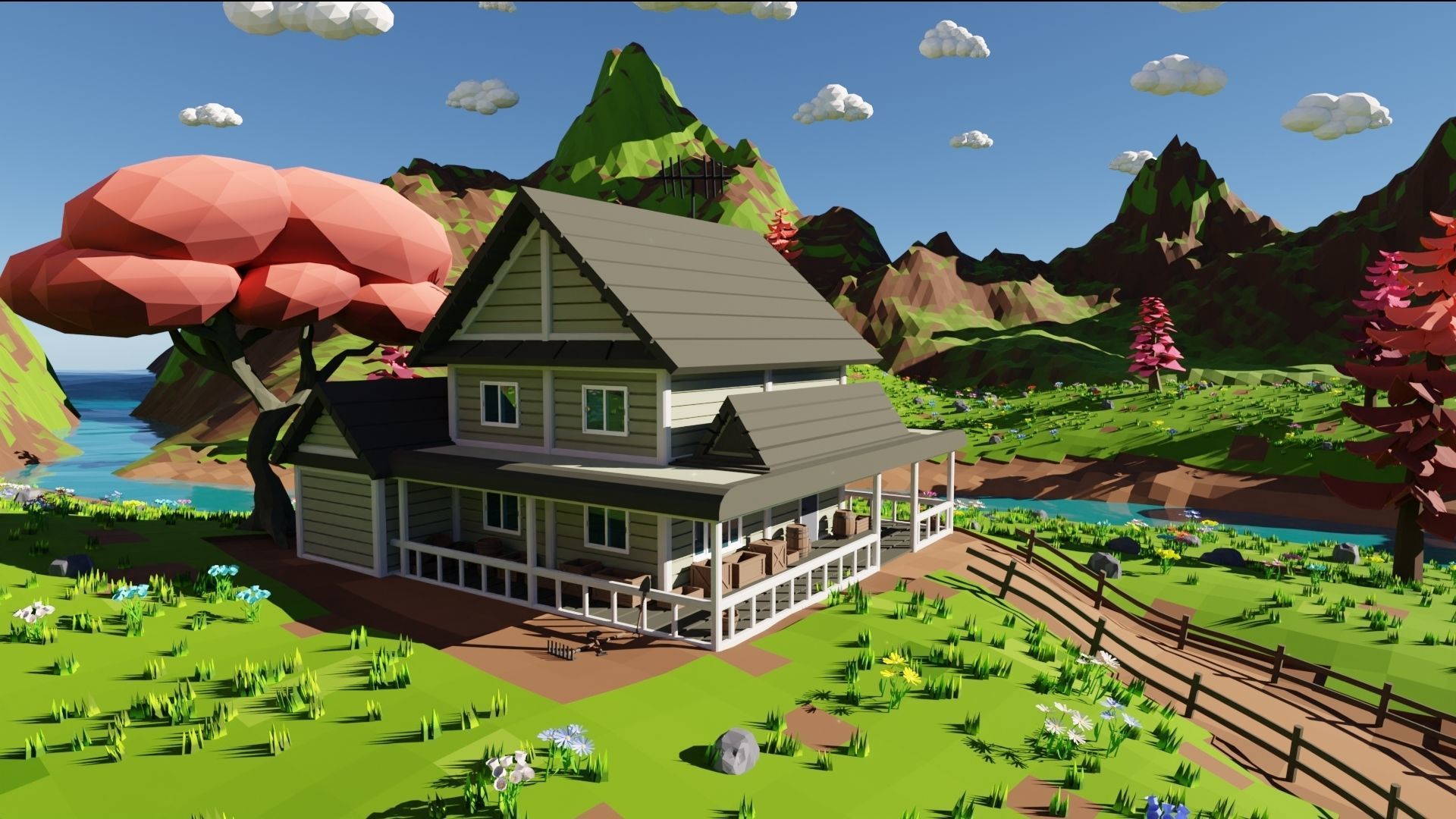 House In Mountains 3D model_5