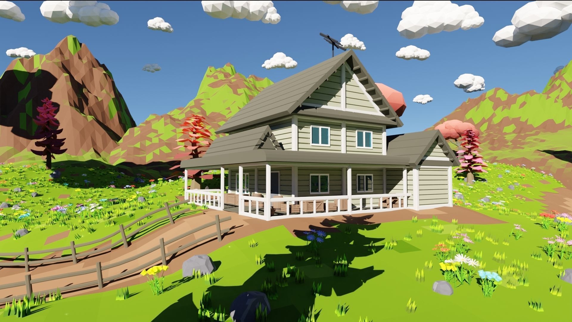 House In Mountains 3D model_22