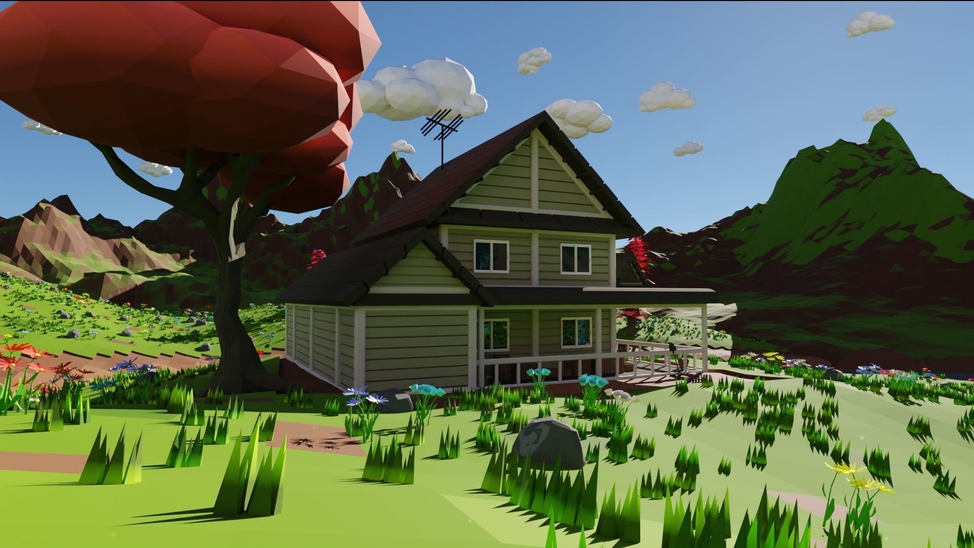 House In Mountains 3D model_26