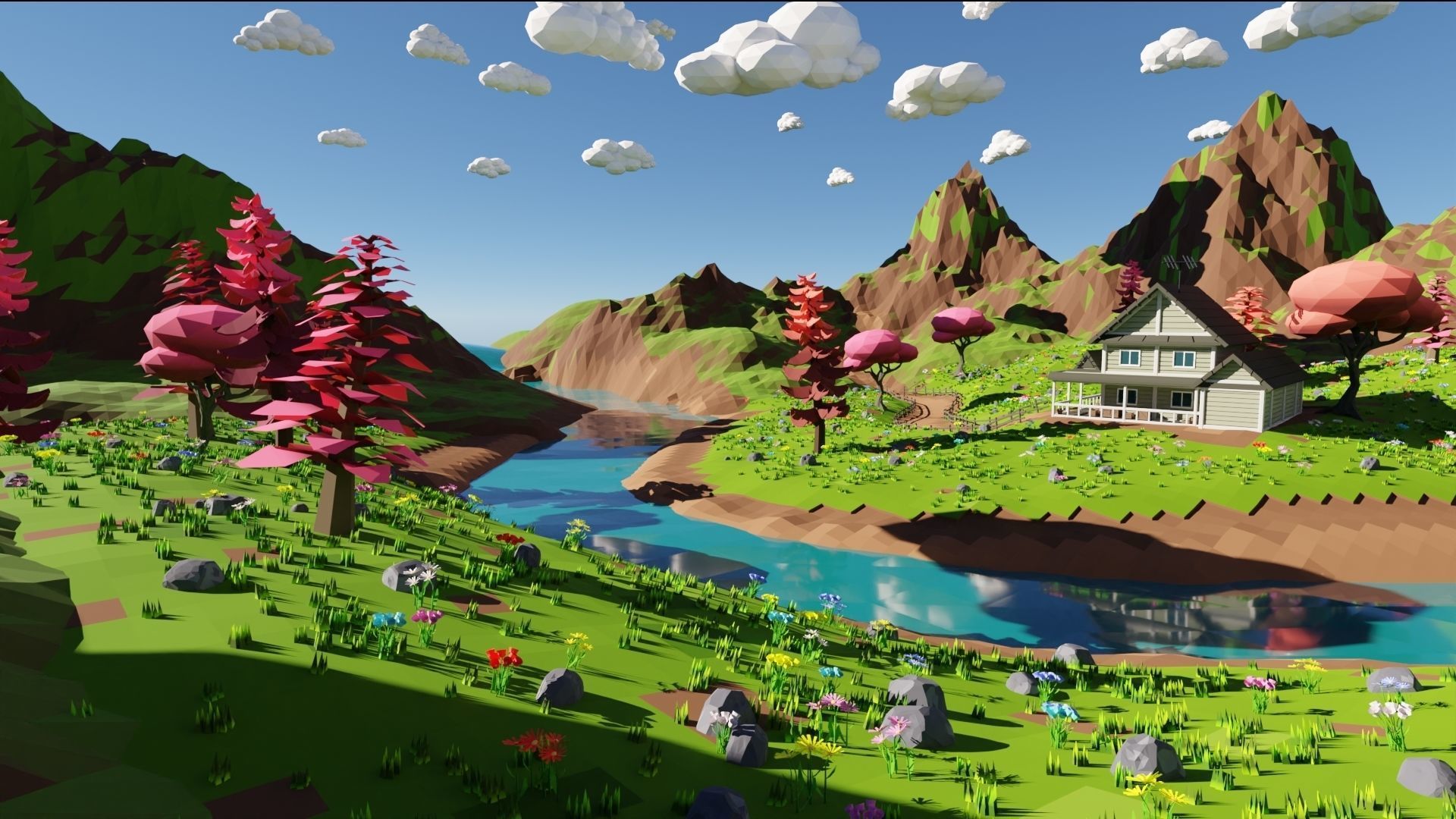 House In Mountains 3D model_8