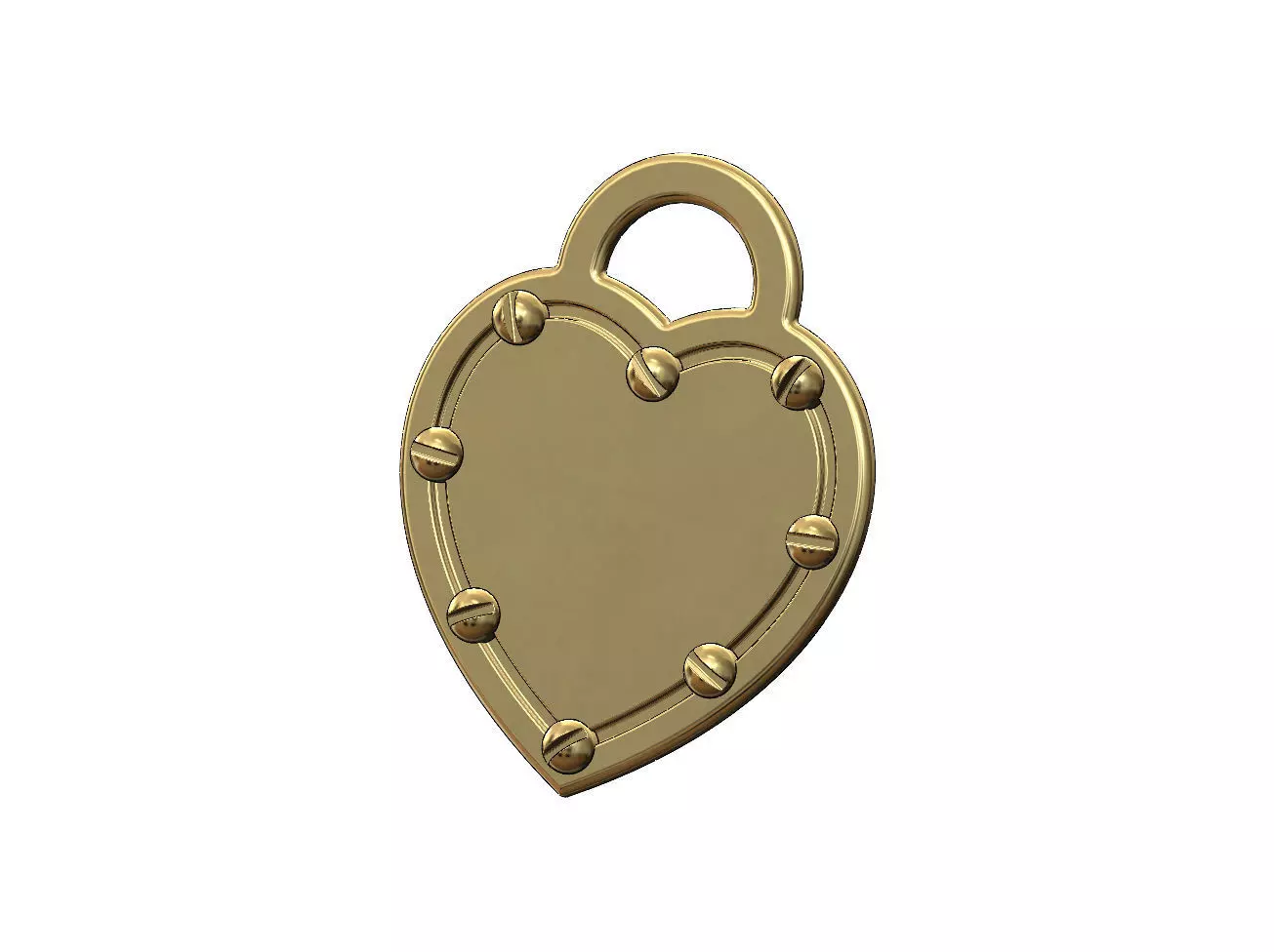 Engravable screw heart pendant charm 3D print model