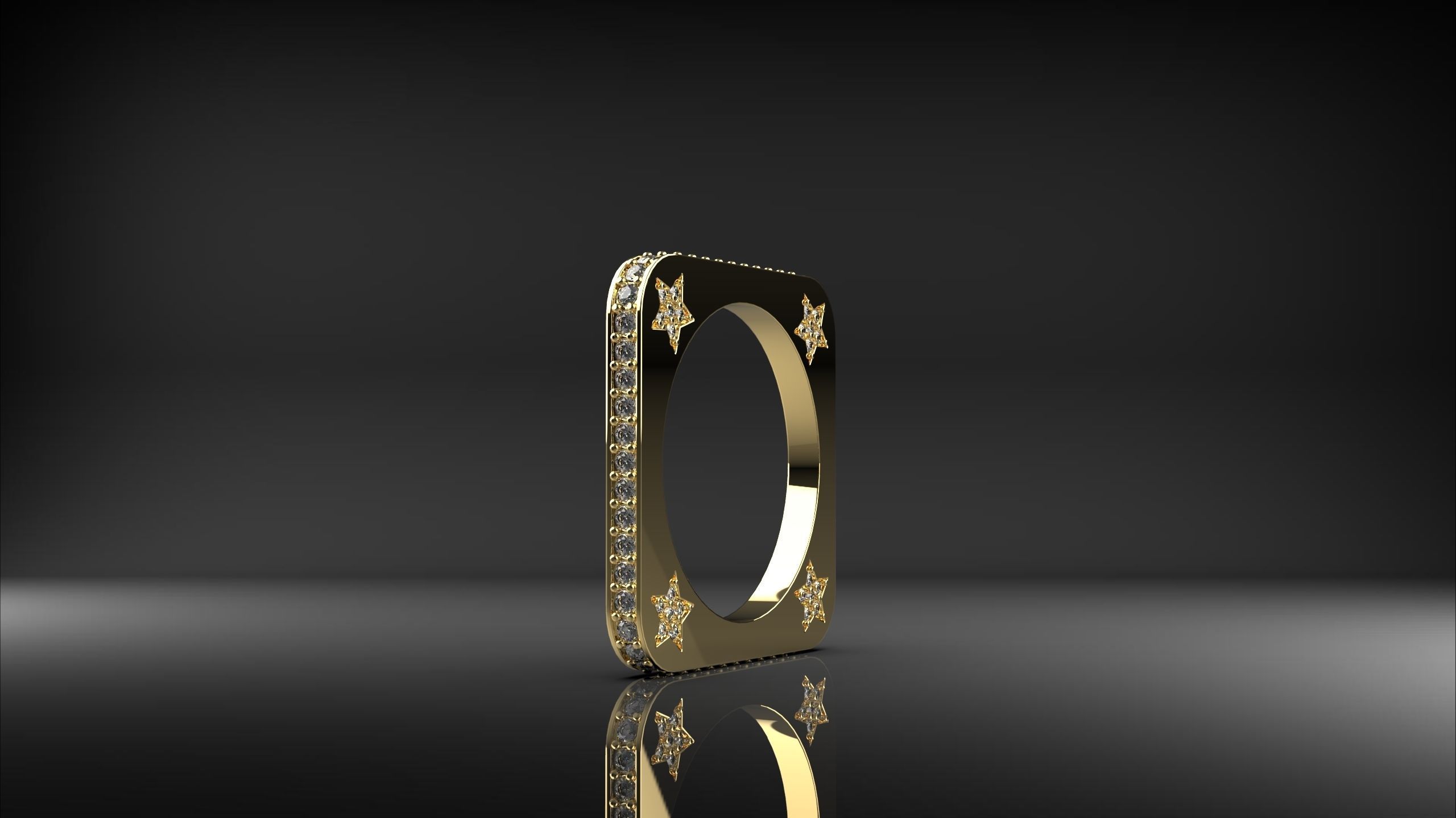 Curved corner square Ring 3D print model_2