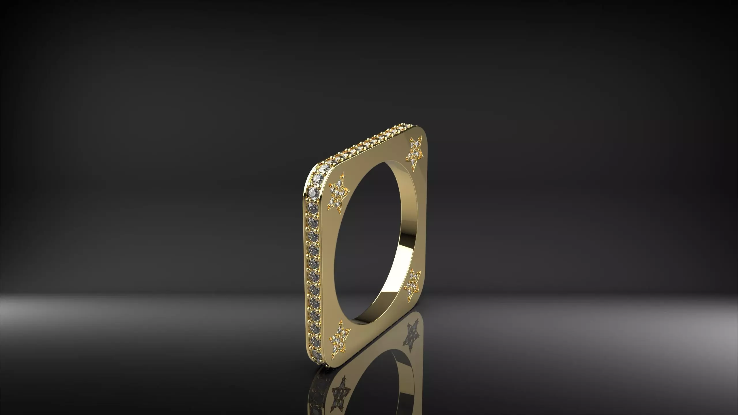 Curved corner square Ring 3D print model_0