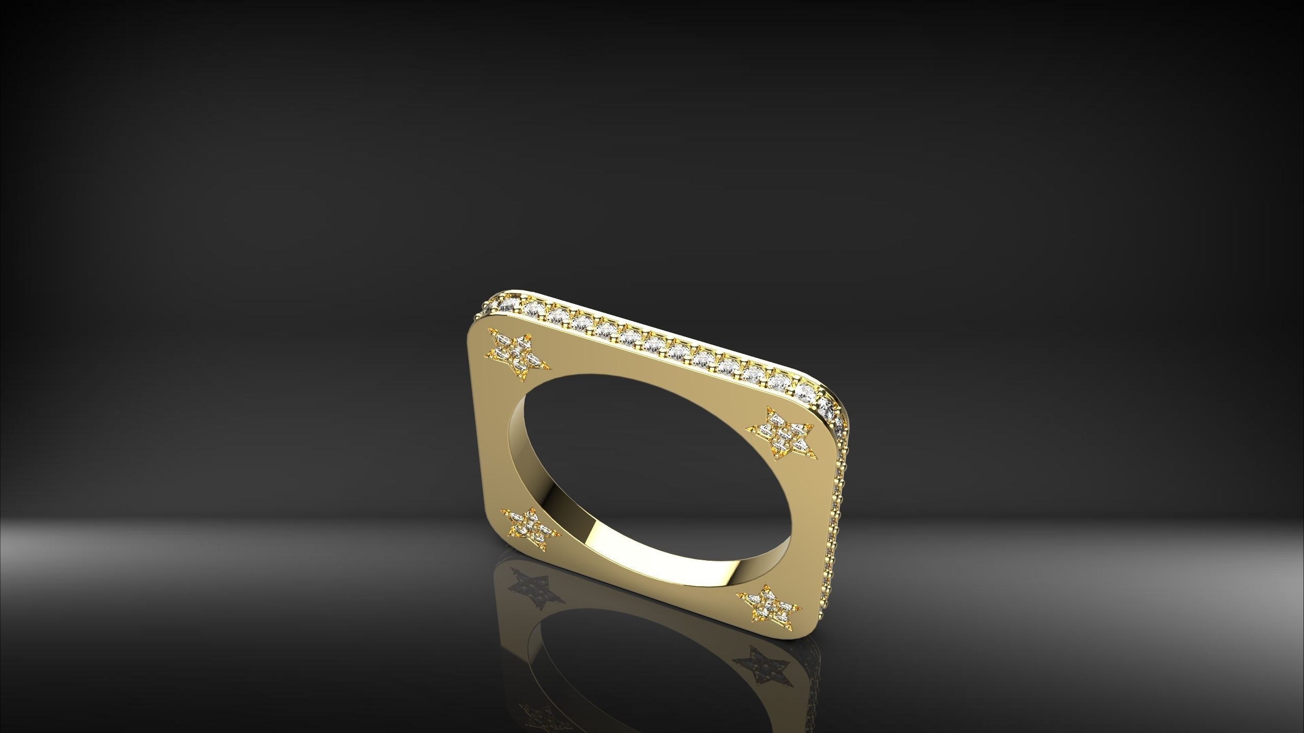 Curved corner square Ring 3D print model_1