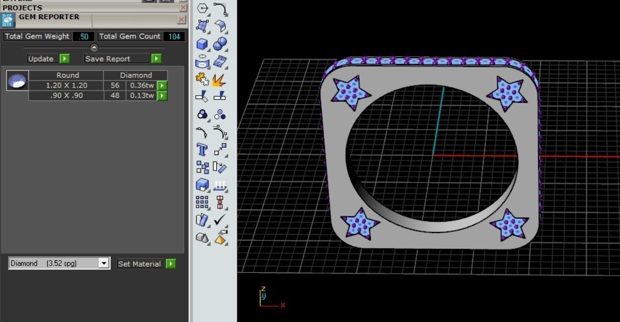 Curved corner square Ring 3D print model_3