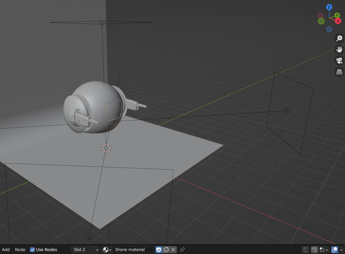 Blue Sci-fi drone with glowing pink elements 3D model_4