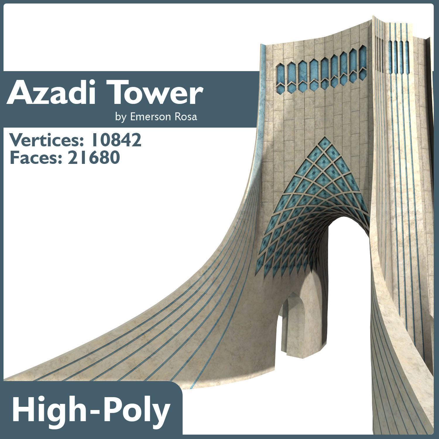 Azadi Tower Low-poly 3D model_8