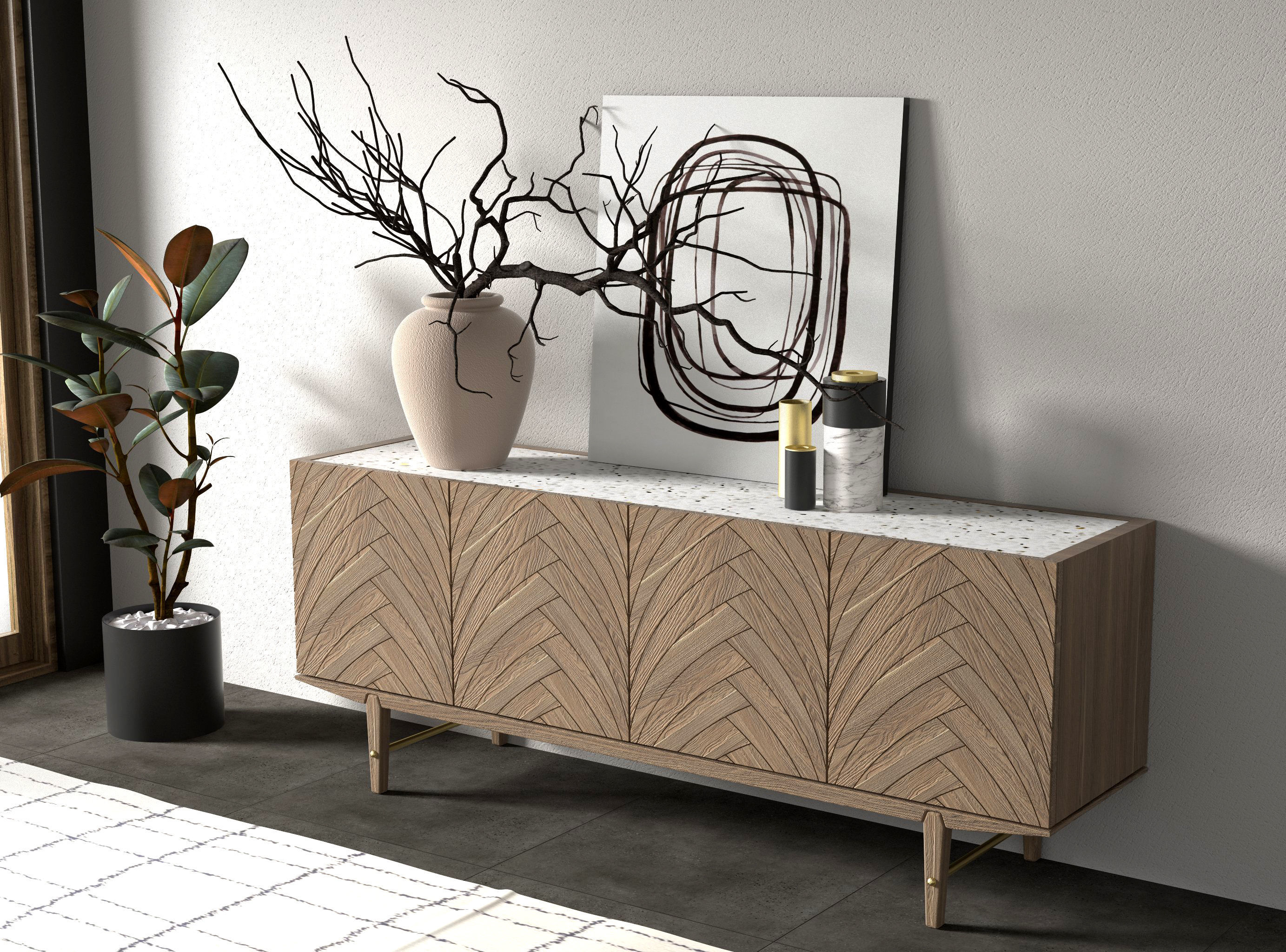 Dolce Sideboard Low-poly 3D model_2