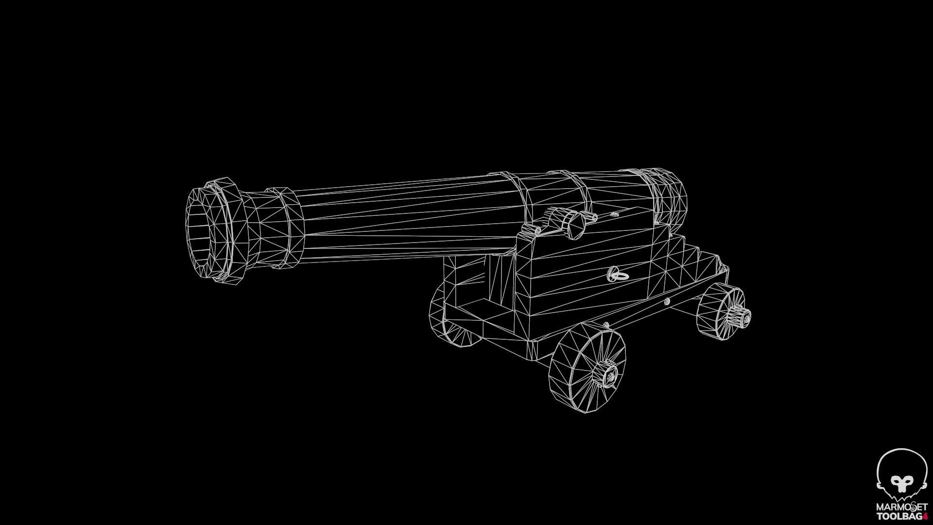 Pirate Cannon Low-poly 3D model_14