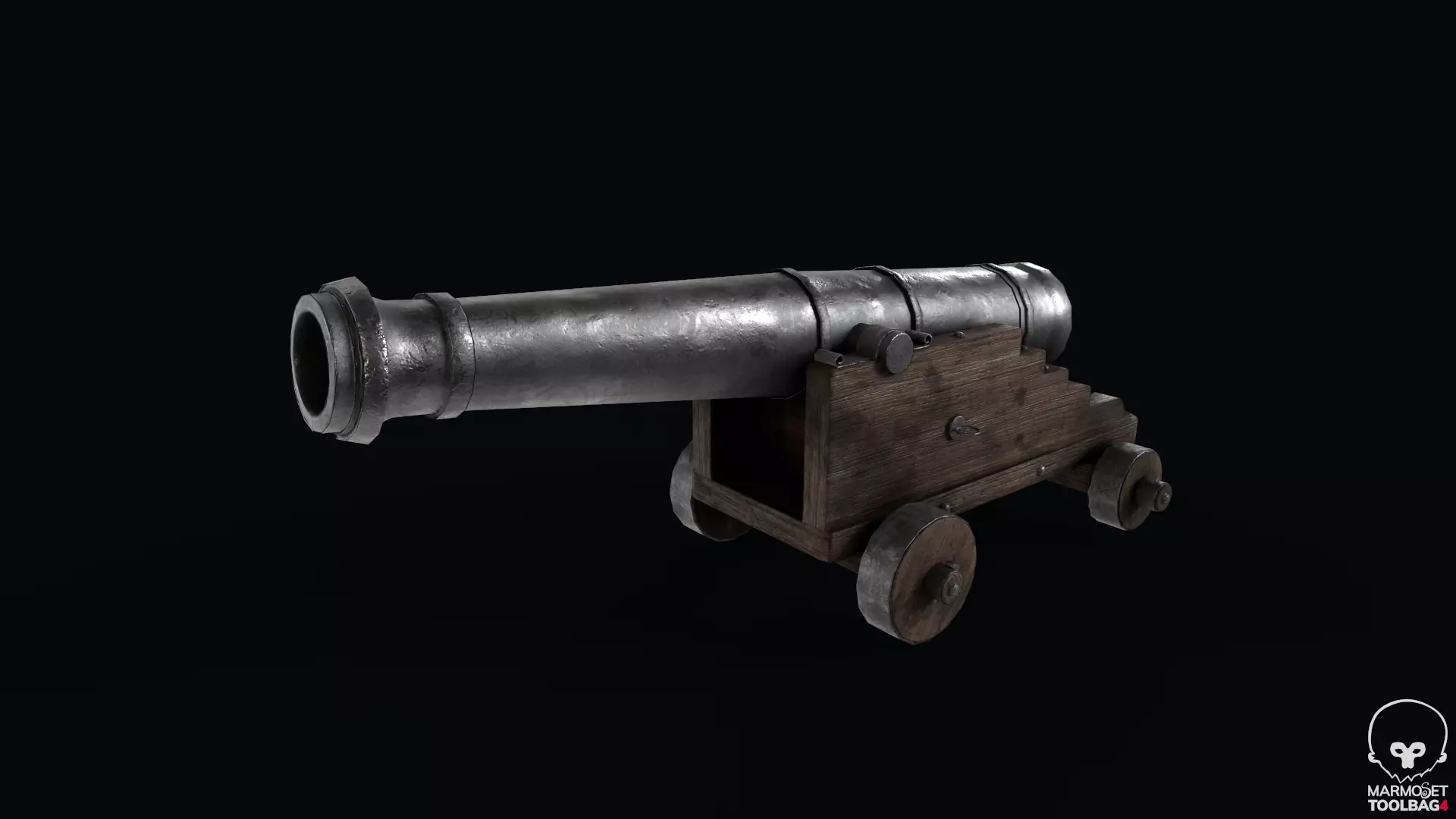Pirate Cannon Low-poly 3D model_0