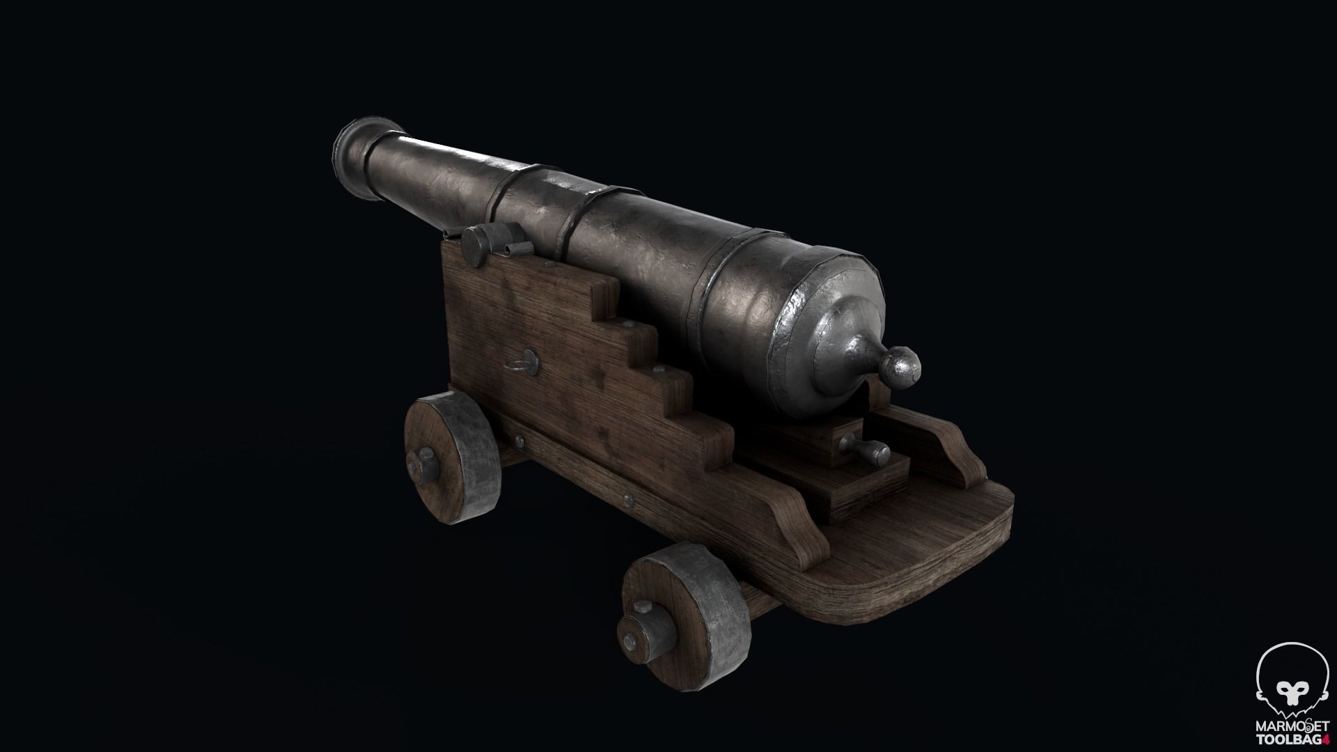 Pirate Cannon Low-poly 3D model_5