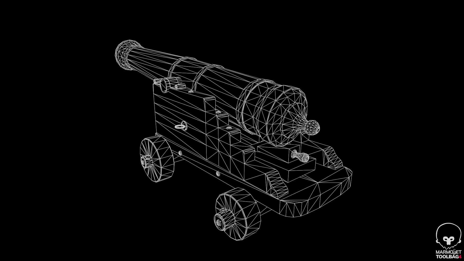 Pirate Cannon Low-poly 3D model_16