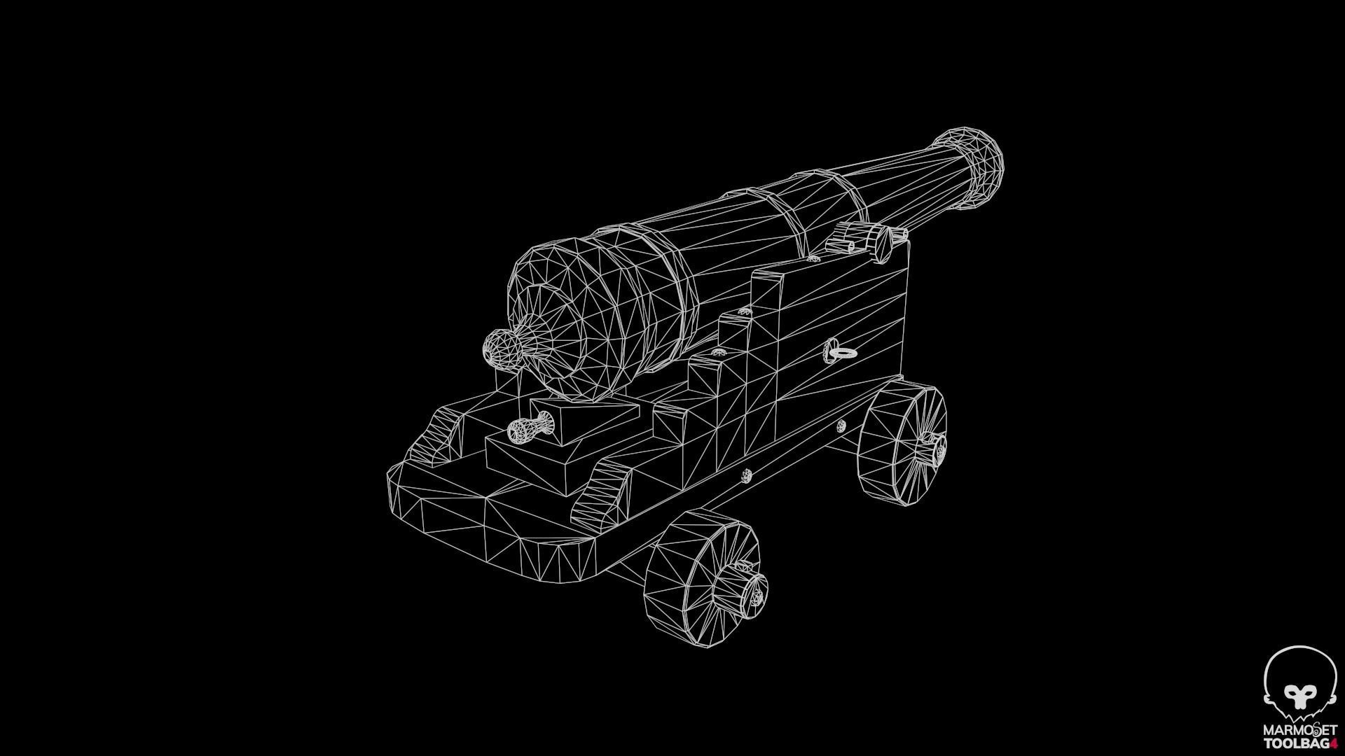 Pirate Cannon Low-poly 3D model_15