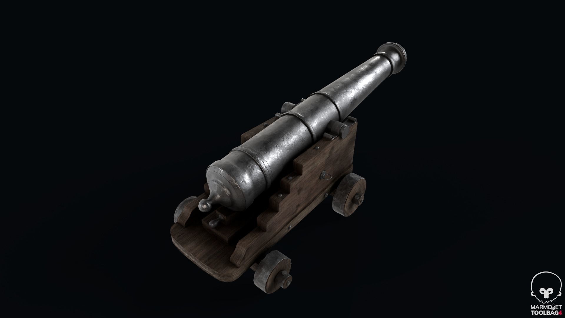 Pirate Cannon Low-poly 3D model_11