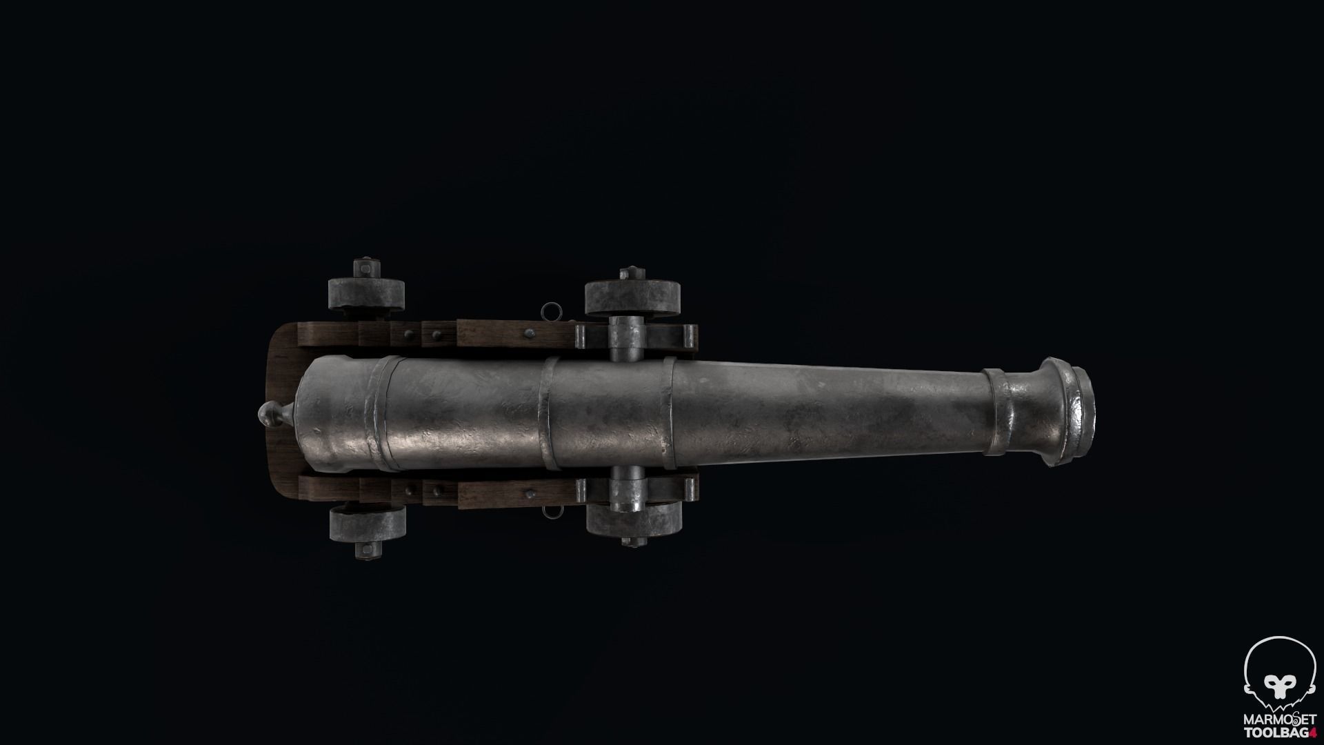 Pirate Cannon Low-poly 3D model_10